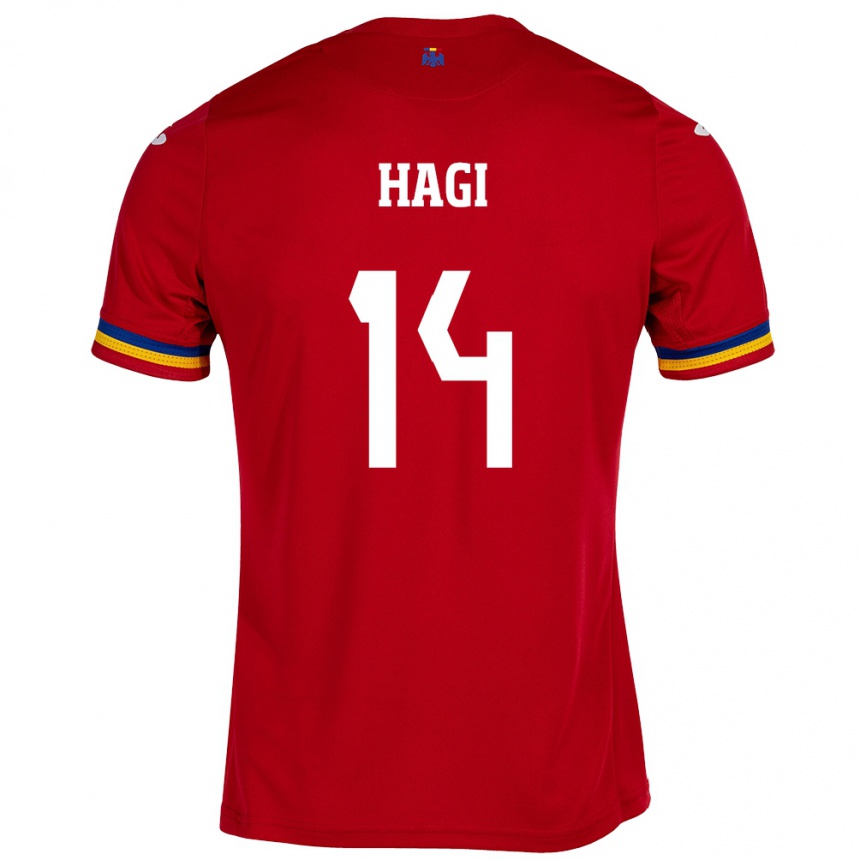 Kids Football Romania Ianis Hagi #14 Red Away Jersey 24-26 T-Shirt Canada