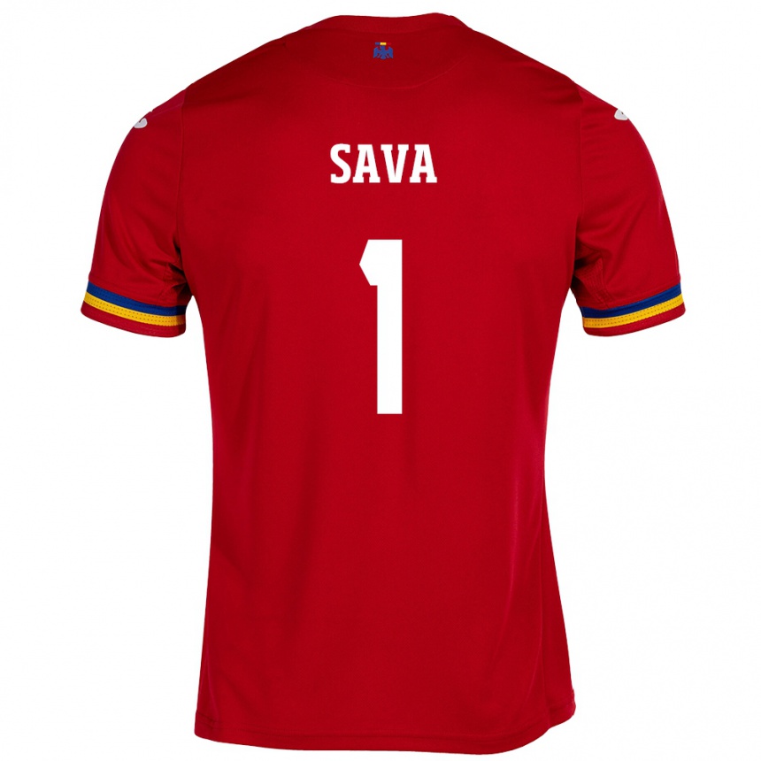 Kids Football Romania Răzvan Sava #1 Red Away Jersey 24-26 T-Shirt Canada