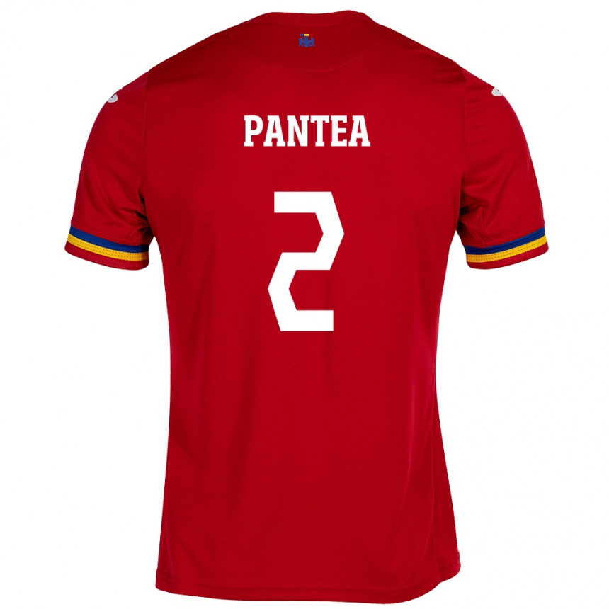 Kids Football Romania Alexandru Pantea #2 Red Away Jersey 24-26 T-Shirt Canada