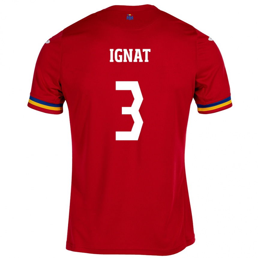 Kids Football Romania Cristian Ignat #3 Red Away Jersey 24-26 T-Shirt Canada