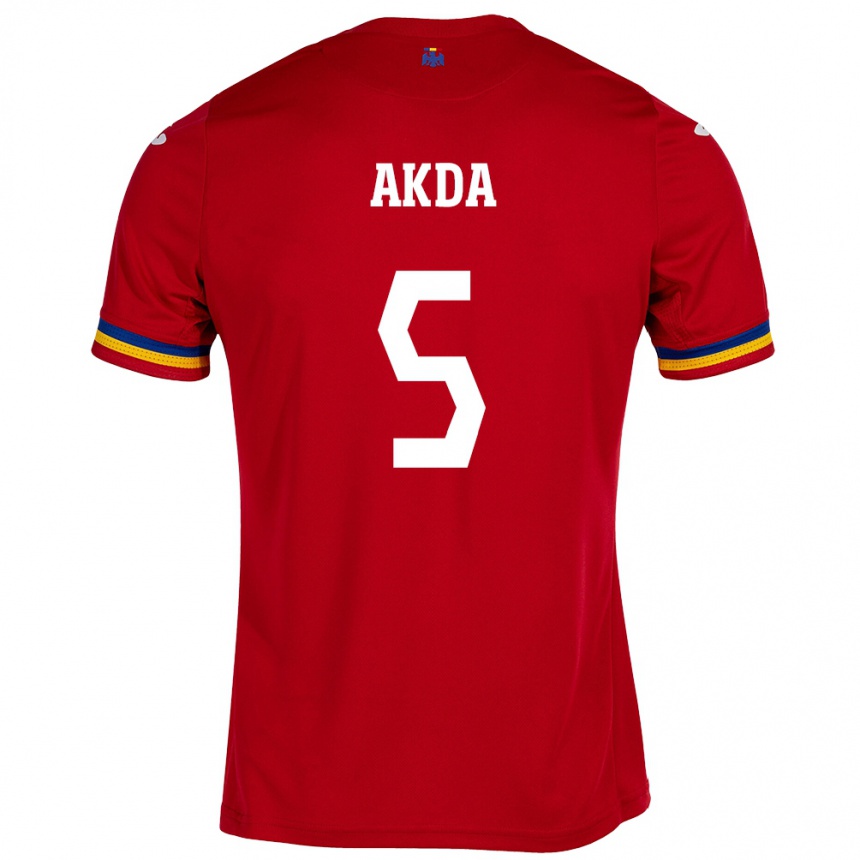 Kids Football Romania Ümit Akdağ #5 Red Away Jersey 24-26 T-Shirt Canada