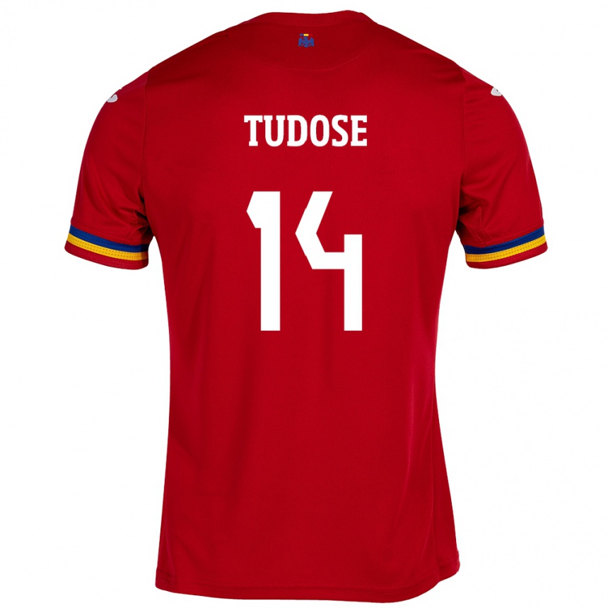 Kids Football Romania Mario Tudose #14 Red Away Jersey 24-26 T-Shirt Canada