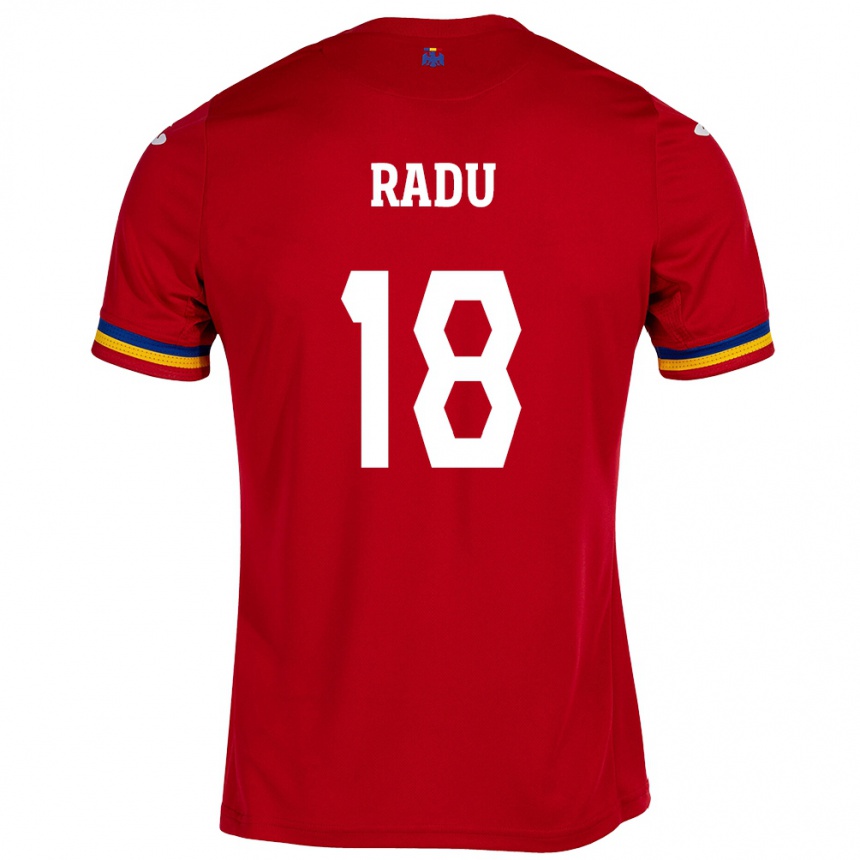 Kids Football Romania Denis Radu #18 Red Away Jersey 24-26 T-Shirt Canada