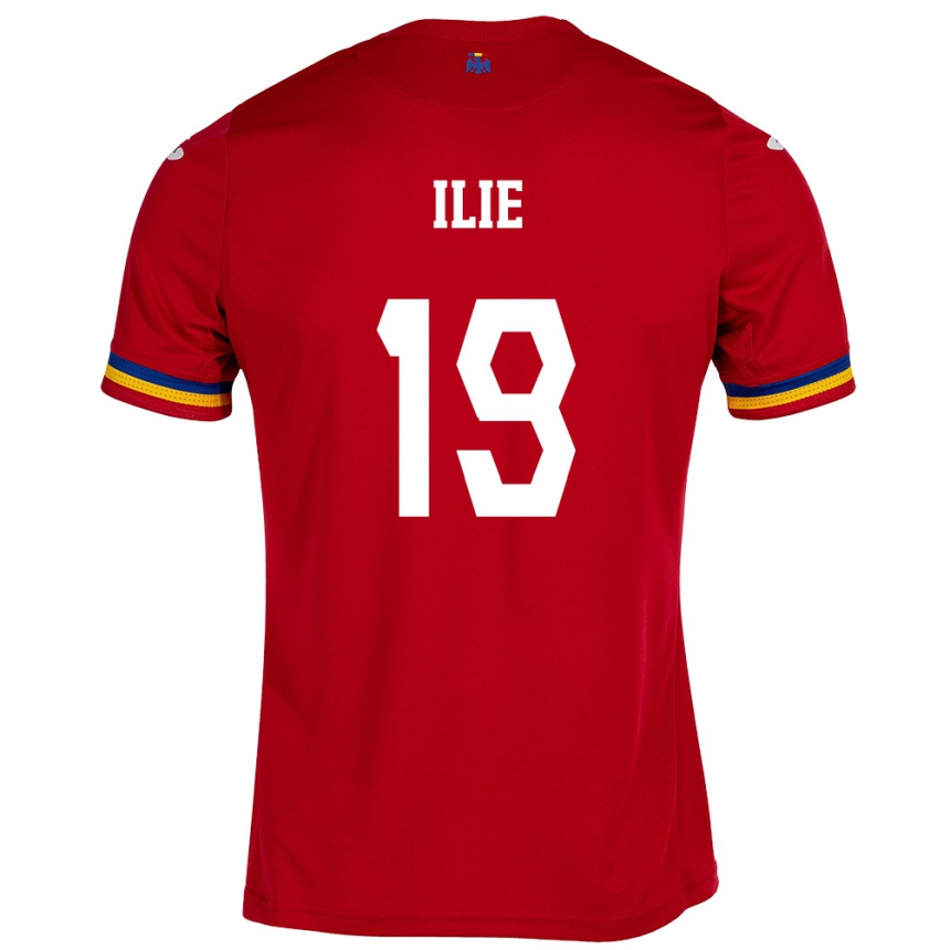 Kids Football Romania Rareș Ilie #19 Red Away Jersey 24-26 T-Shirt Canada