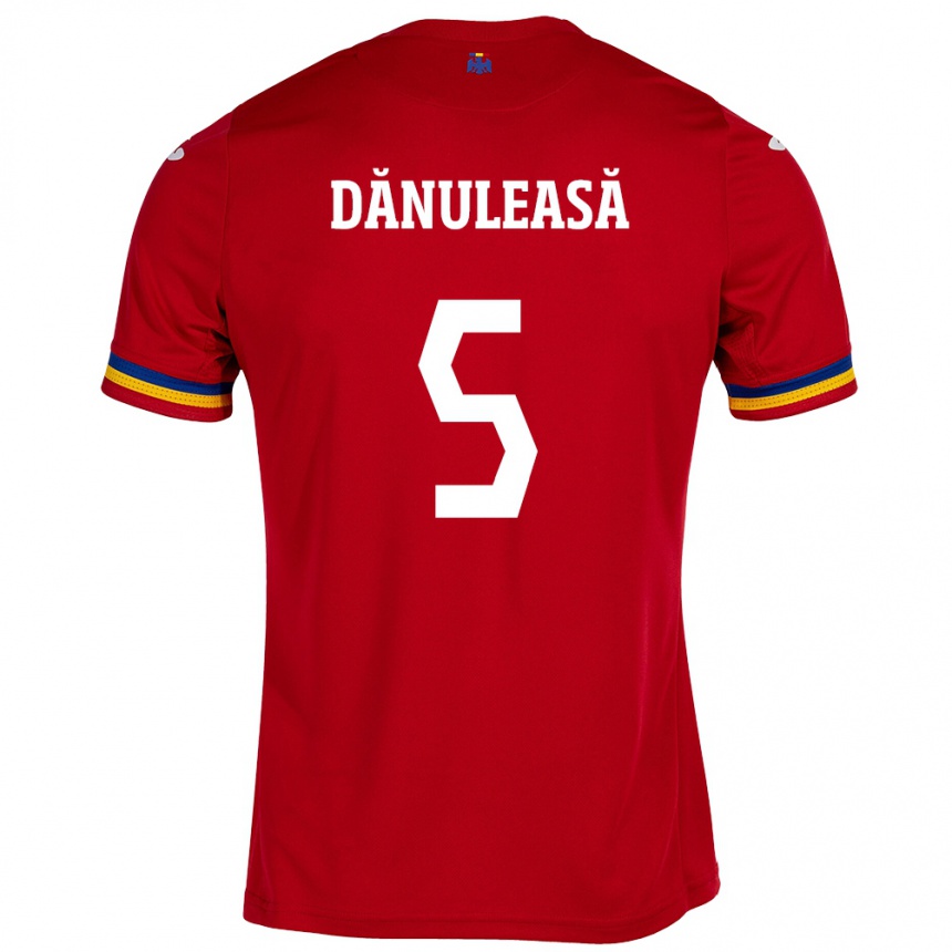 Kids Football Romania Gabriel Dănuleasă #5 Red Away Jersey 24-26 T-Shirt Canada