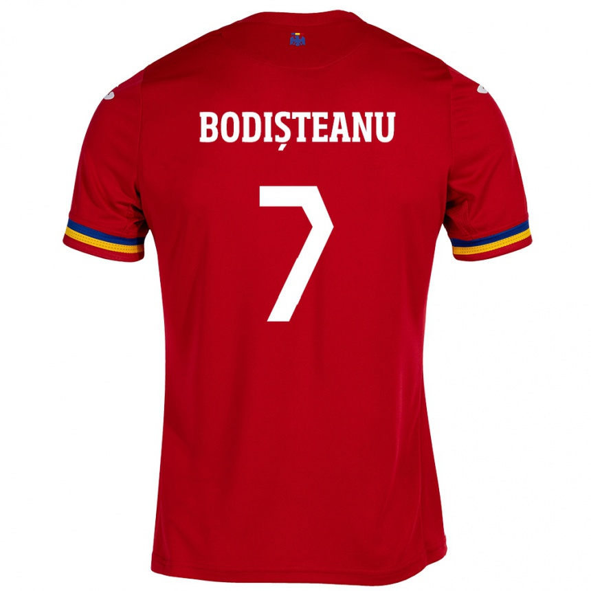 Kids Football Romania Ștefan Bodișteanu #7 Red Away Jersey 24-26 T-Shirt Canada