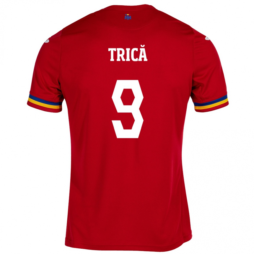 Kids Football Romania Atanas Trică #9 Red Away Jersey 24-26 T-Shirt Canada