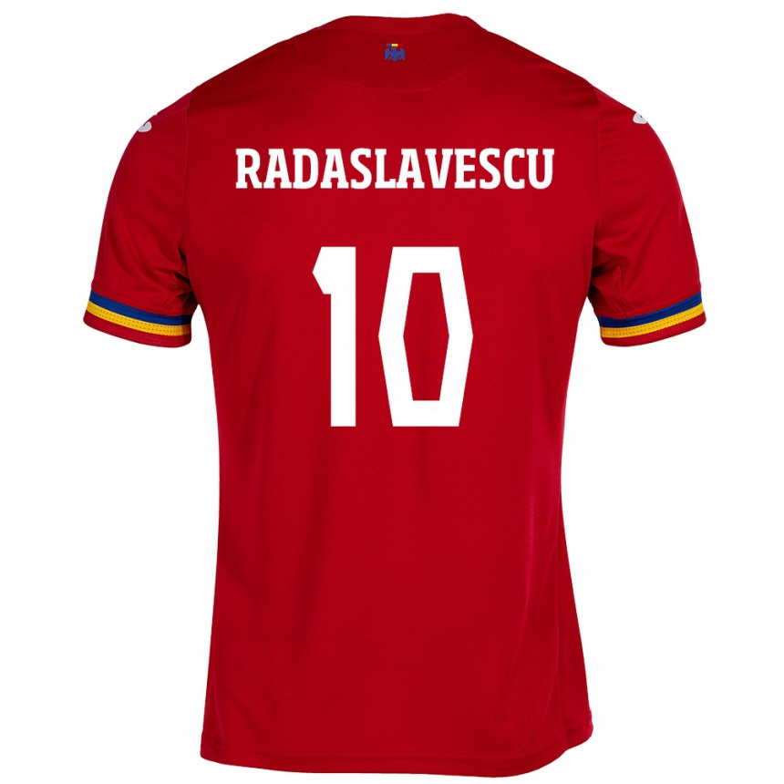 Kids Football Romania Eduard Radaslavescu #10 Red Away Jersey 24-26 T-Shirt Canada