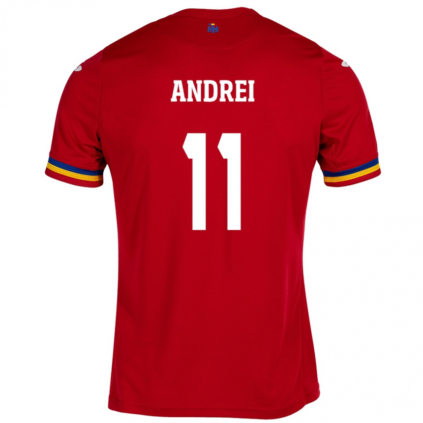 Kids Football Romania Doru Andrei #11 Red Away Jersey 24-26 T-Shirt Canada