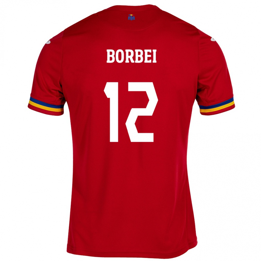 Kids Football Romania Alexandru Borbei #12 Red Away Jersey 24-26 T-Shirt Canada