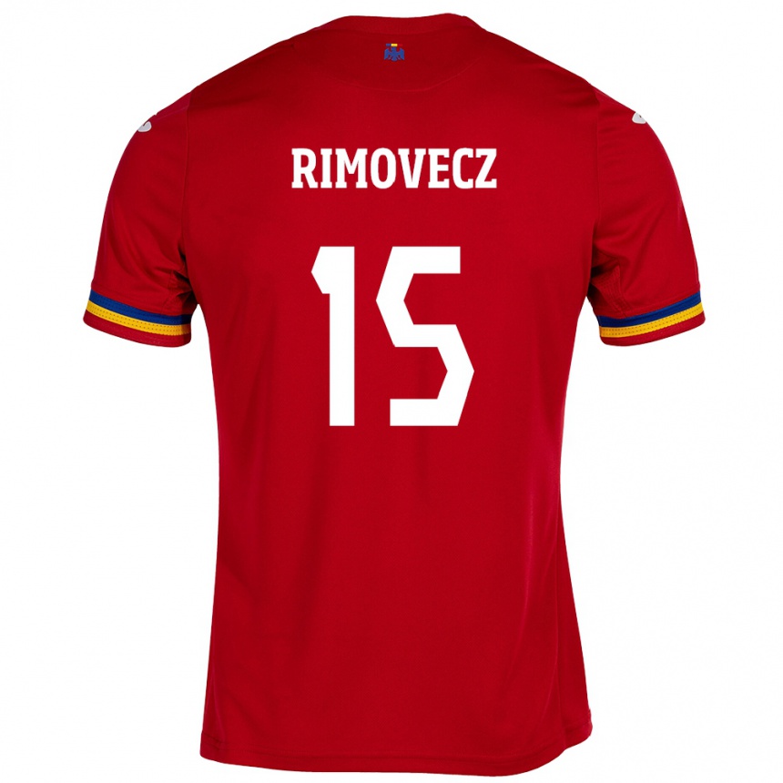 Kids Football Romania Sergiu Rimovecz #15 Red Away Jersey 24-26 T-Shirt Canada