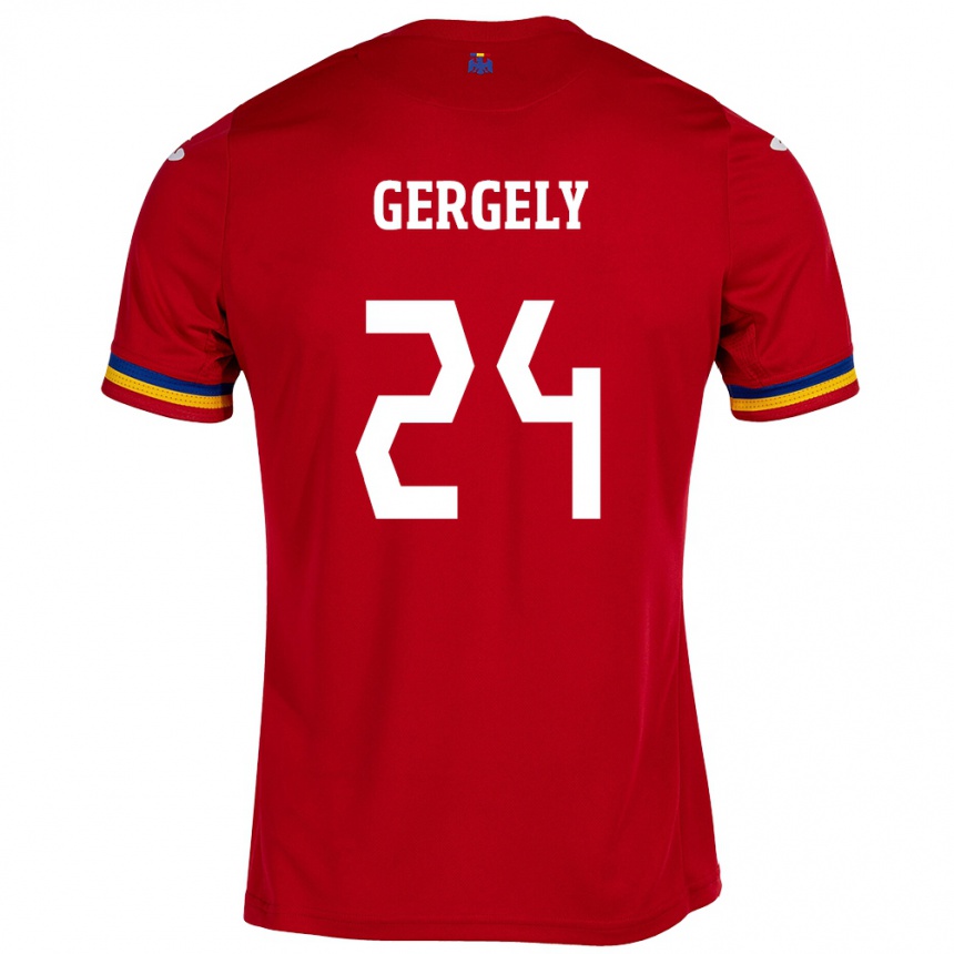 Kids Football Romania Botond Gergely #24 Red Away Jersey 24-26 T-Shirt Canada