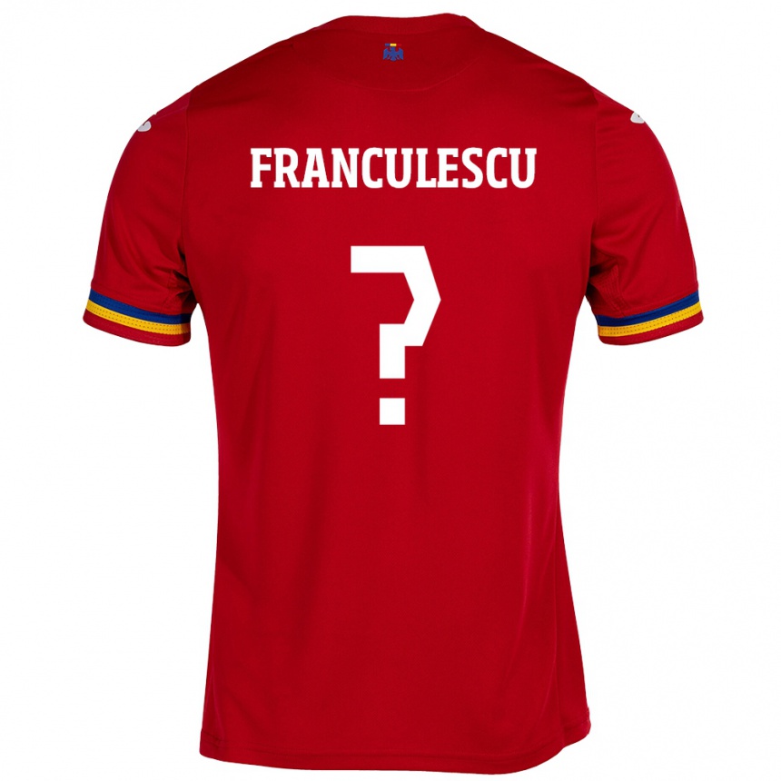 Kids Football Romania Adrian Frânculescu #0 Red Away Jersey 24-26 T-Shirt Canada