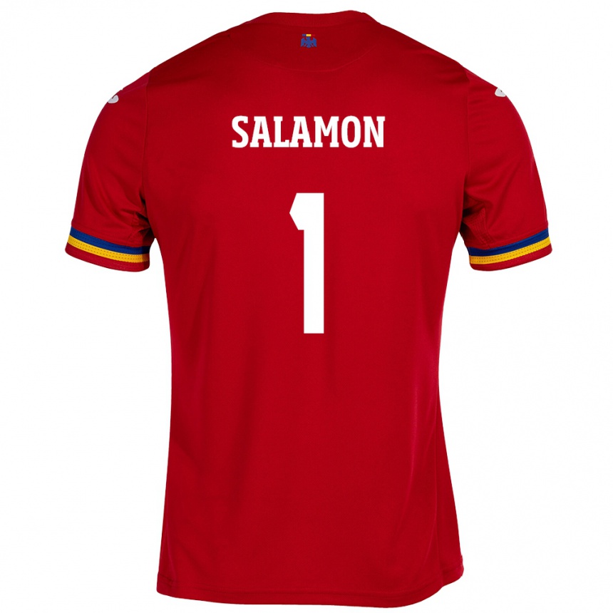 Kids Football Romania Szidonia Salamon #1 Red Away Jersey 24-26 T-Shirt Canada