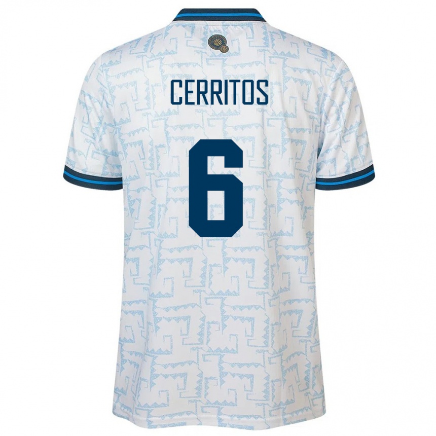 Kids Football El Salvador Mauricio Cerritos #6 White Away Jersey 24-26 T-Shirt Canada