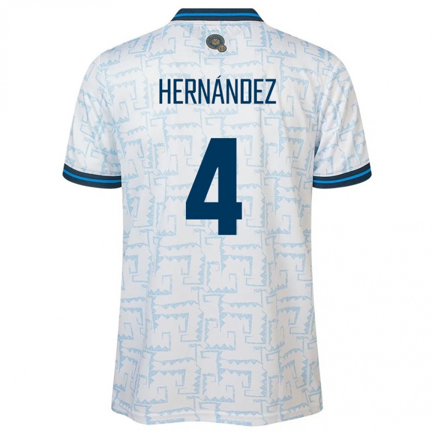 Kids Football El Salvador Elaily Hernández #4 White Away Jersey 24-26 T-Shirt Canada