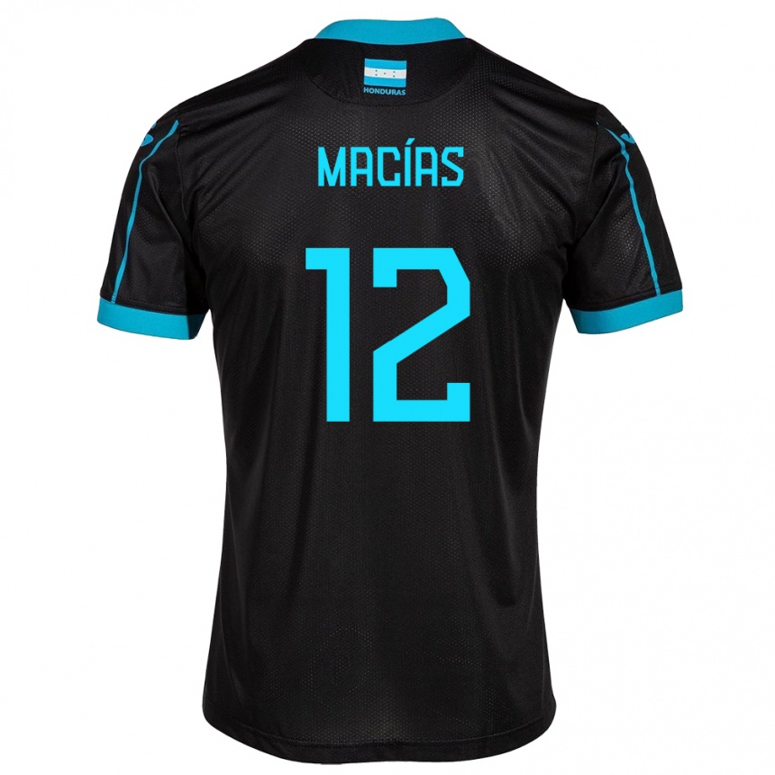 Kids Football Honduras Owen Macías #12 Black Away Jersey 24-26 T-Shirt Canada