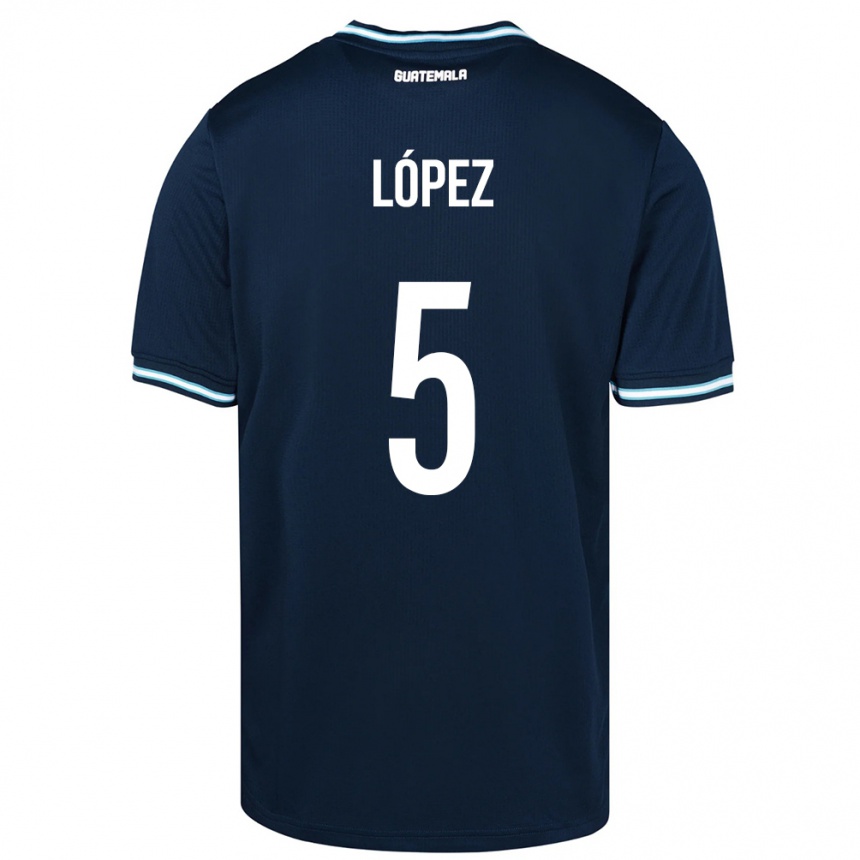 Kids Football Guatemala Jeffery López #5 Blue Away Jersey 24-26 T-Shirt Canada