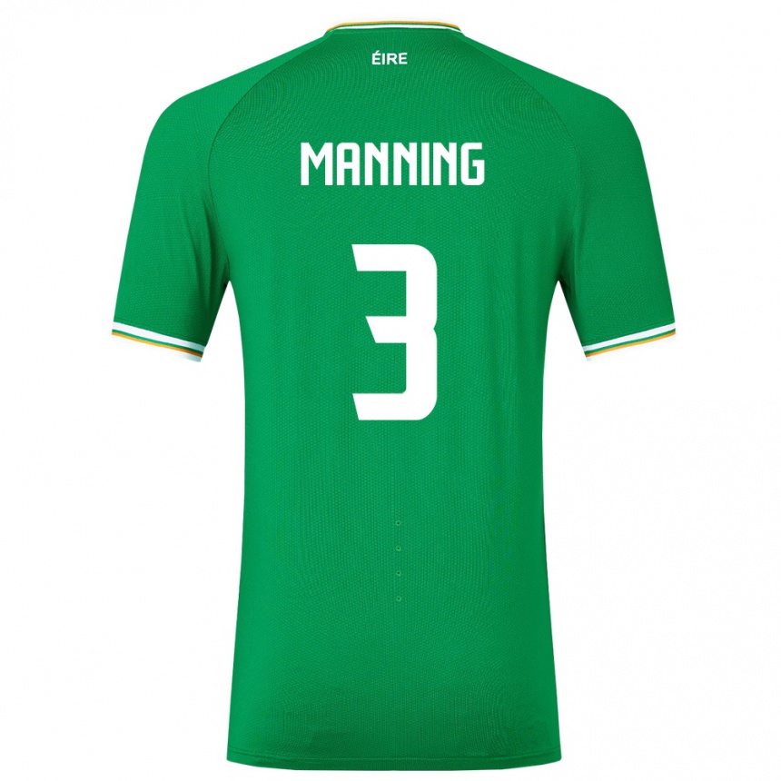 Men Football Ireland Ryan Manning #3 Green Home Jersey 24-26 T-Shirt Canada