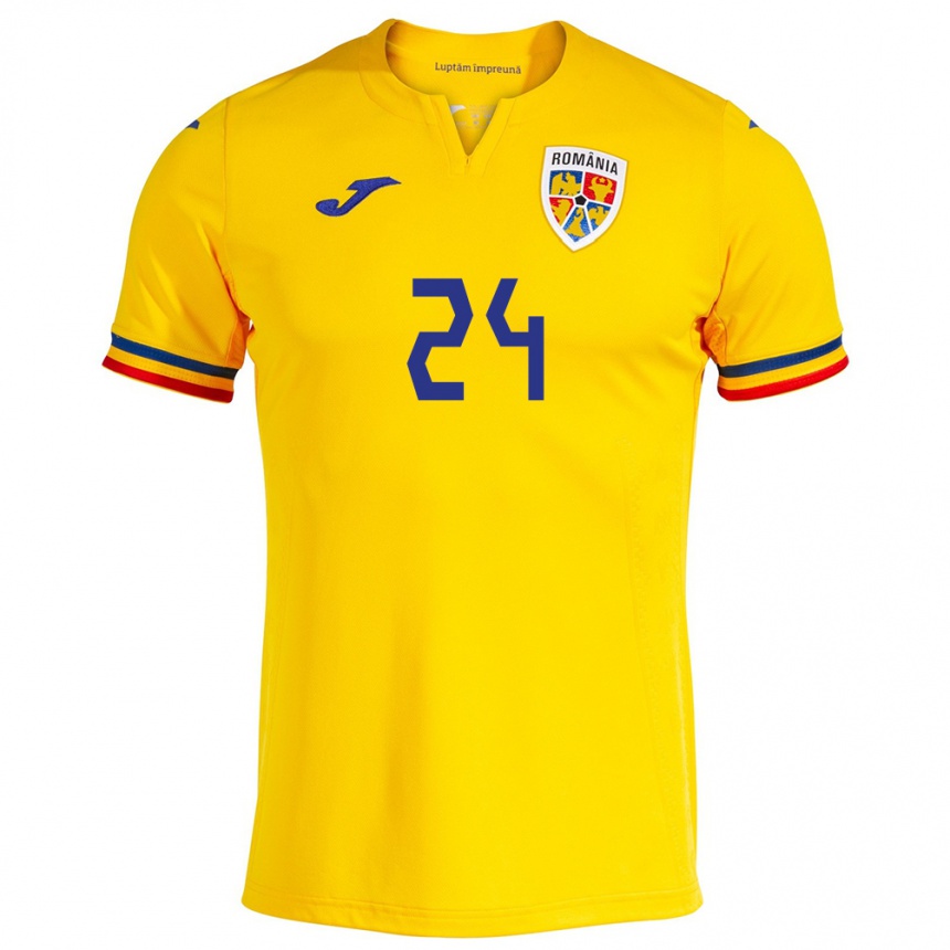 Men Football Romania Botond Gergely #24 Yellow Home Jersey 24-26 T-Shirt Canada