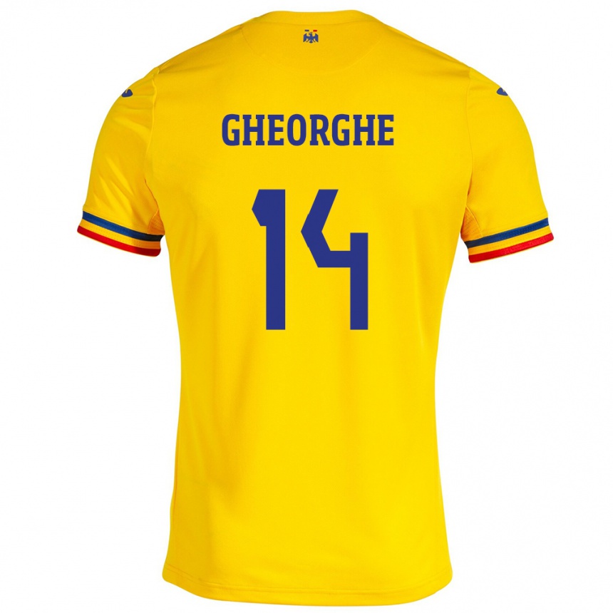 Men Football Romania Costyn Gheorghe #14 Yellow Home Jersey 24-26 T-Shirt Canada