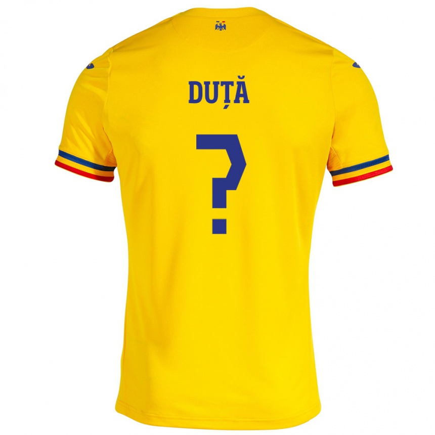 Men Football Romania Andrei Duță #0 Yellow Home Jersey 24-26 T-Shirt Canada