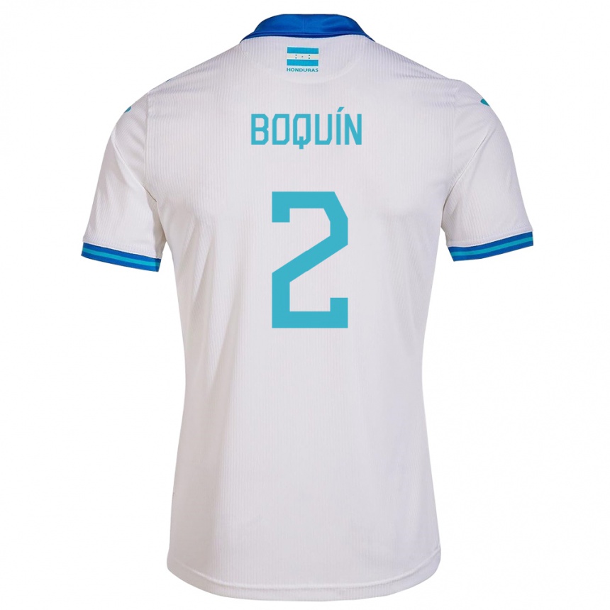 Men Football Honduras Stiven Boquín #2 White Home Jersey 24-26 T-Shirt Canada