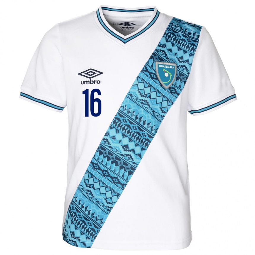 Men Football Guatemala Jemery Myvett #16 White Home Jersey 24-26 T-Shirt Canada