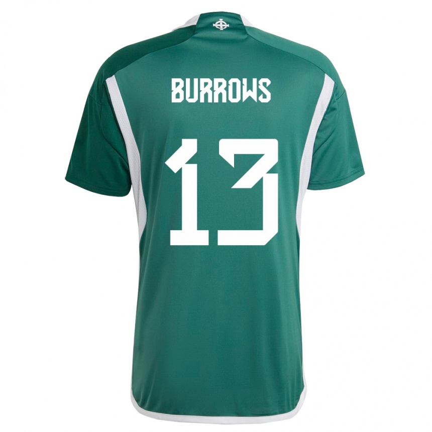 Men Football Northern Ireland Kelsie Burrows #13 Green Home Jersey 24-26 T-Shirt Canada