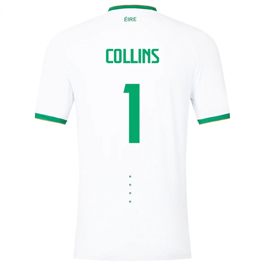 Men Football Ireland Joe Collins #1 White Away Jersey 24-26 T-Shirt Canada