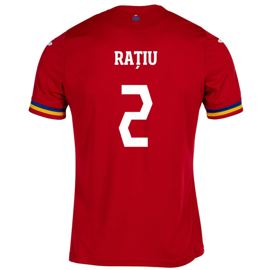 Men Football Romania Andrei Rațiu #2 Red Away Jersey 24-26 T-Shirt Canada