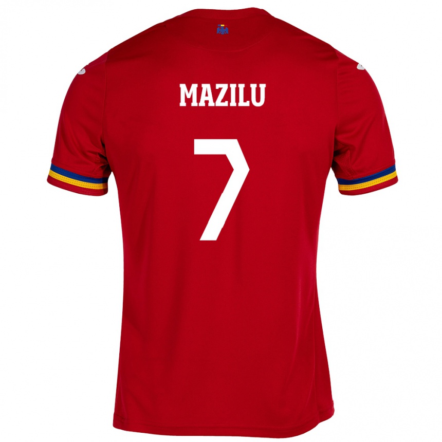 Men Football Romania Adrian Mazilu #7 Red Away Jersey 24-26 T-Shirt Canada