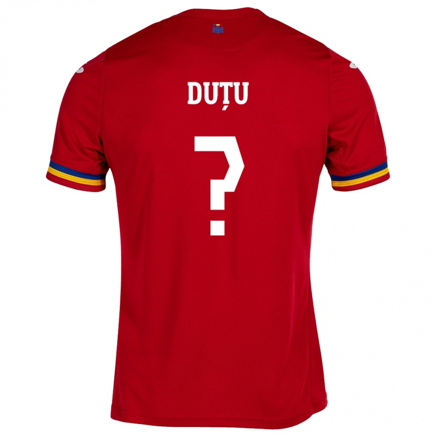 Men Football Romania Matteo Duțu #0 Red Away Jersey 24-26 T-Shirt Canada