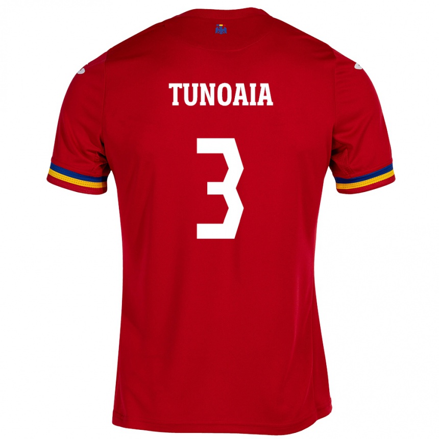 Men Football Romania Alexandra Tunoaia #3 Red Away Jersey 24-26 T-Shirt Canada