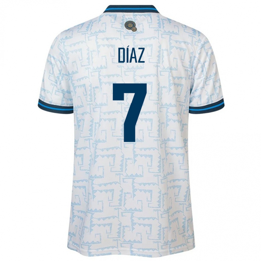 Men Football El Salvador Nelson Díaz #7 White Away Jersey 24-26 T-Shirt Canada