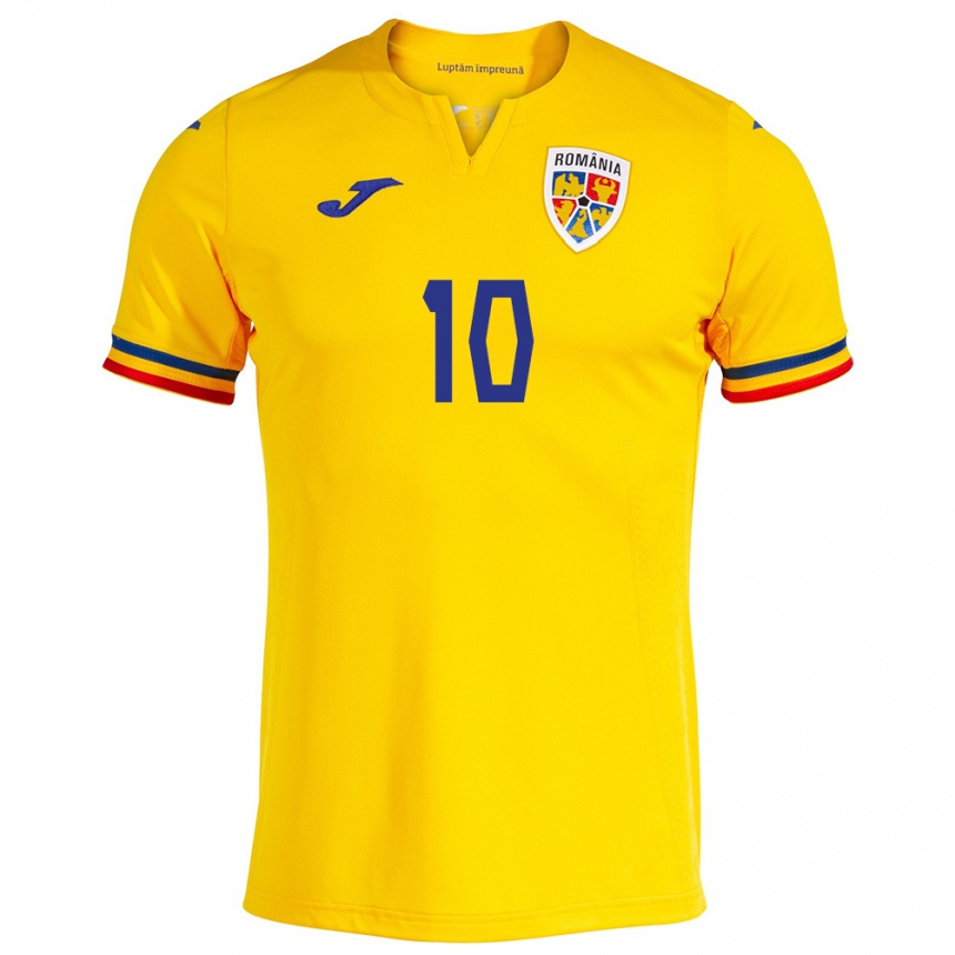 Women Football Romania Samuel Fuleki #10 Yellow Home Jersey 24-26 T-Shirt Canada