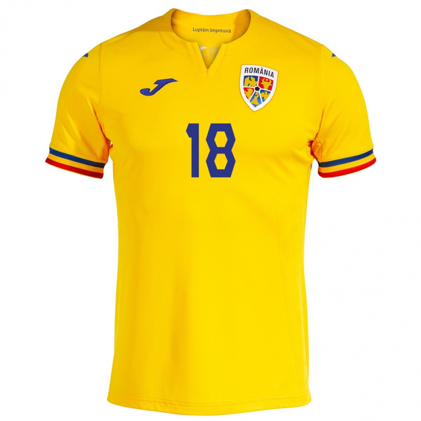 Women Football Romania Răzvan Marin #18 Yellow Home Jersey 24-26 T-Shirt Canada