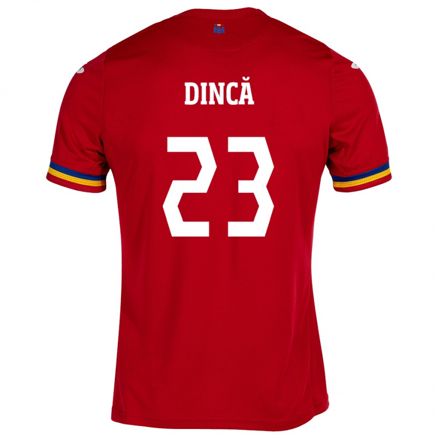 Women Football Romania David Dincă #23 Red Away Jersey 24-26 T-Shirt Canada