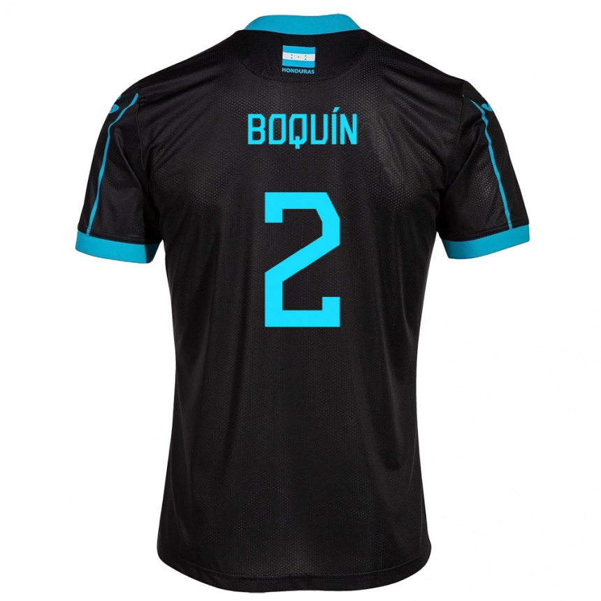 Women Football Honduras Stiven Boquín #2 Black Away Jersey 24-26 T-Shirt Canada