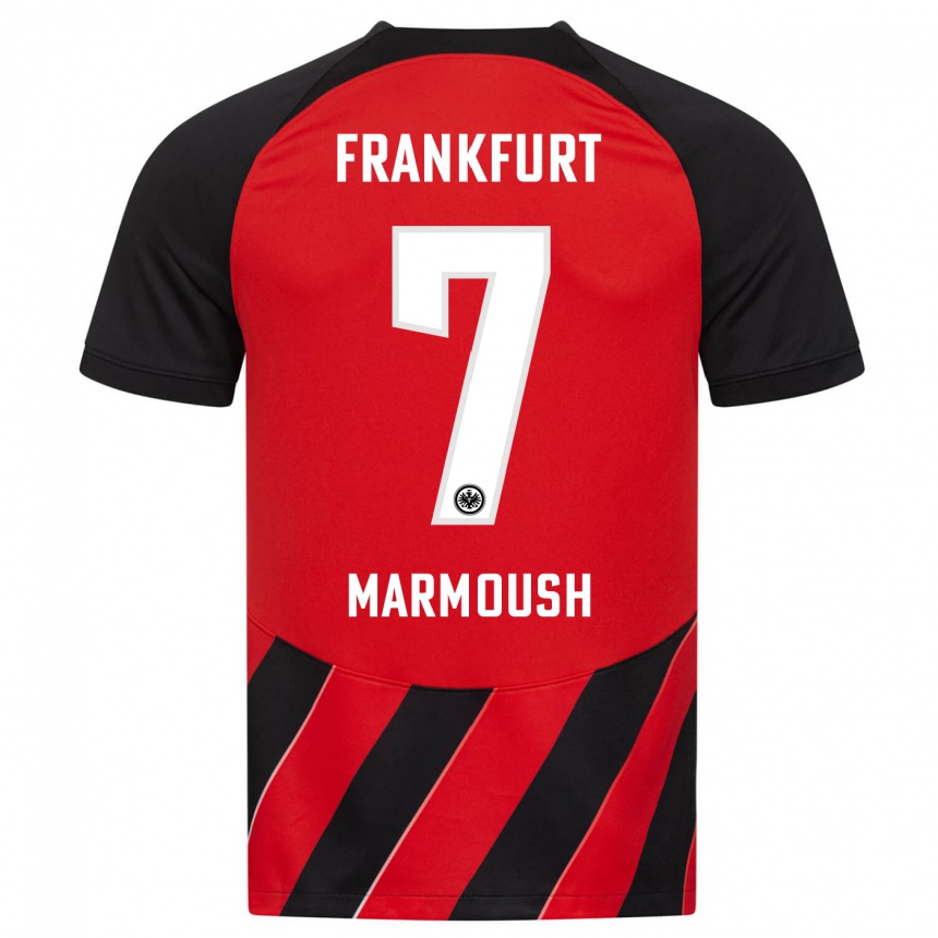 Kids Football Omar Marmoush #7 Red Black Home Jersey 2023/24 T-Shirt Canada