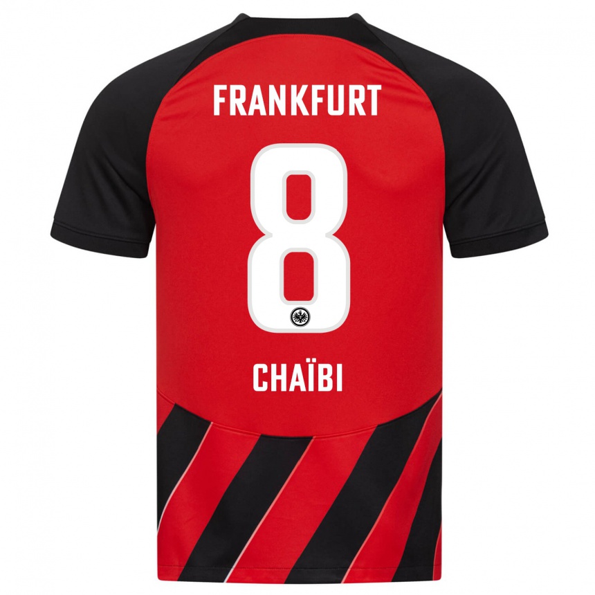 Kids Football Farès Chaïbi #8 Red Black Home Jersey 2023/24 T-Shirt Canada