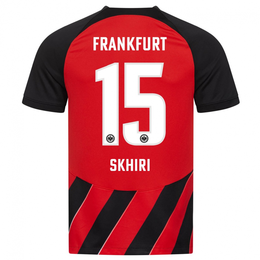 Kids Football Ellyes Skhiri #15 Red Black Home Jersey 2023/24 T-Shirt Canada