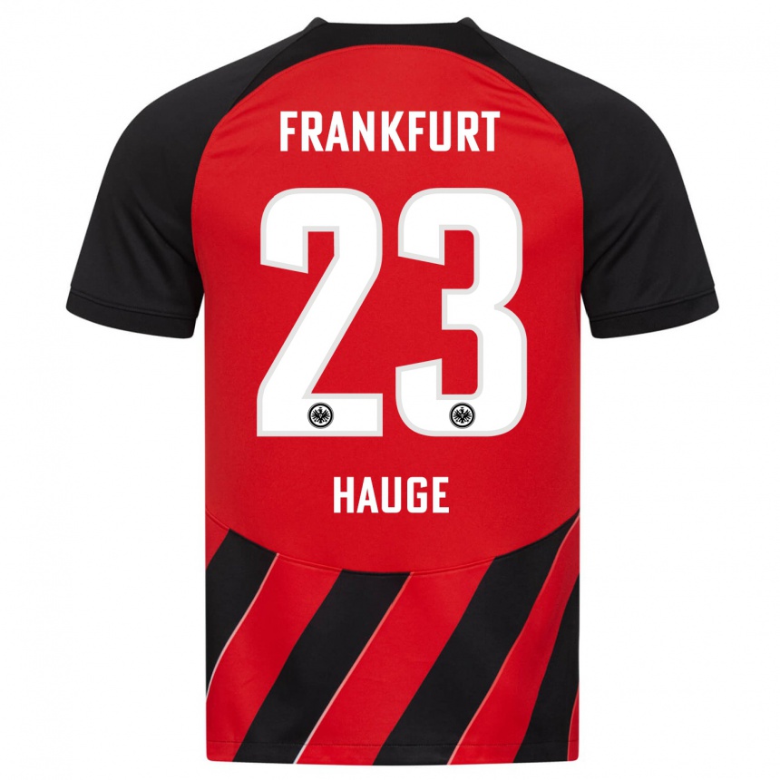 Kids Football Jens Petter Hauge #23 Red Black Home Jersey 2023/24 T-Shirt Canada