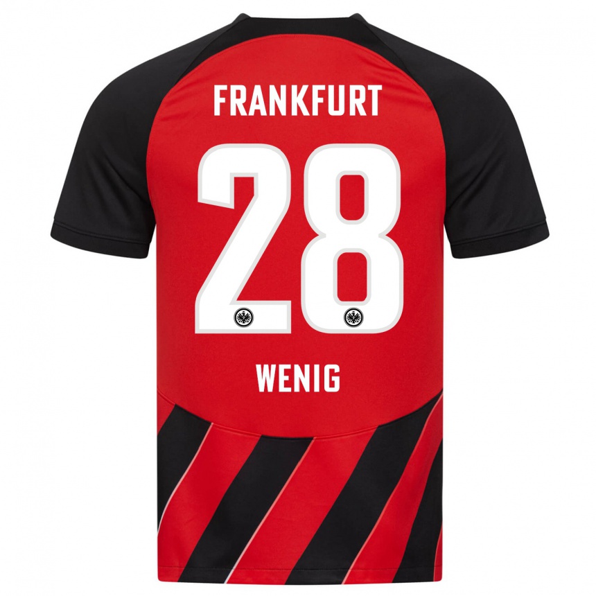 Kids Football Marcel Wenig #28 Red Black Home Jersey 2023/24 T-Shirt Canada