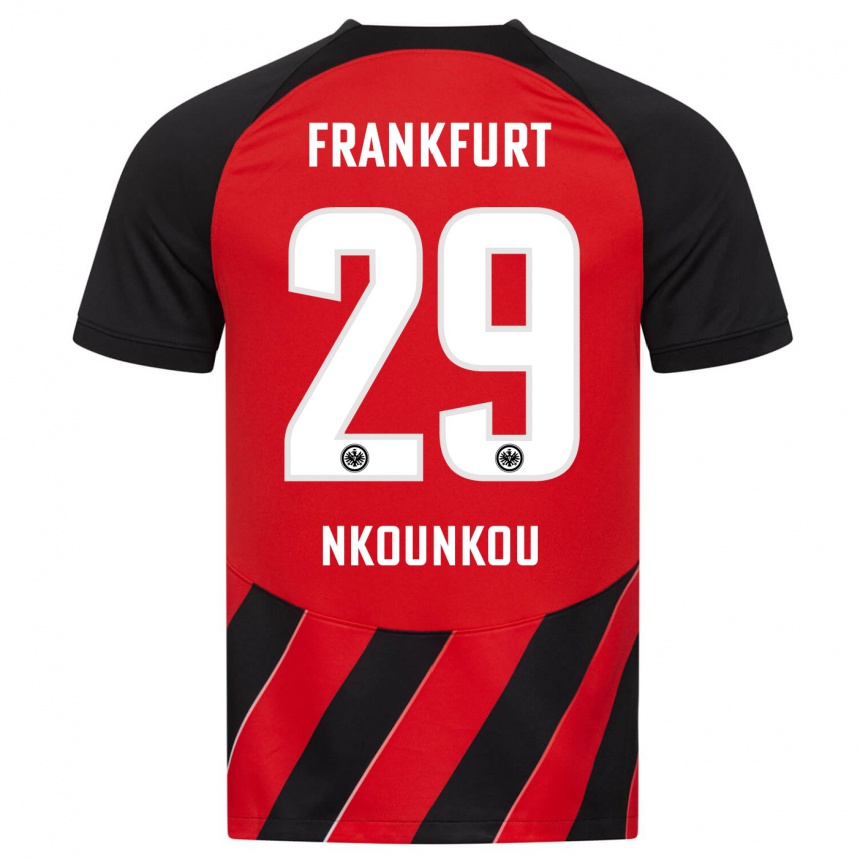 Enfant Football Maillot Niels Nkounkou #29 Rouge Noir Tenues Domicile 2023/24 Canada