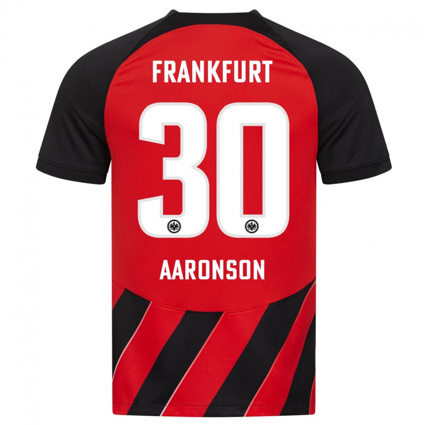 Kids Football Paxten Aaronson #30 Red Black Home Jersey 2023/24 T-Shirt Canada