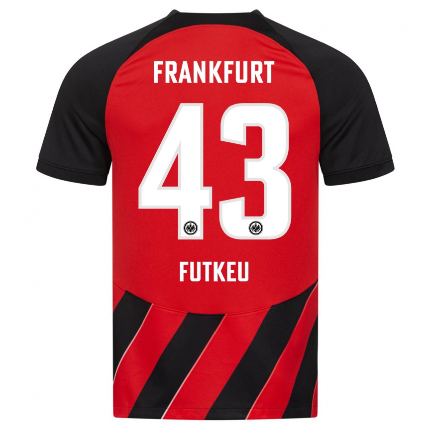 Kids Football Noel Futkeu #43 Red Black Home Jersey 2023/24 T-Shirt Canada