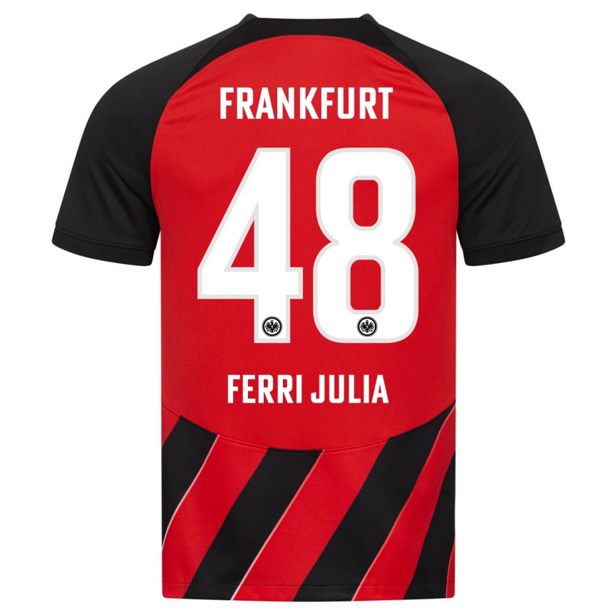 Kids Football Nacho Ferri #48 Red Black Home Jersey 2023/24 T-Shirt Canada