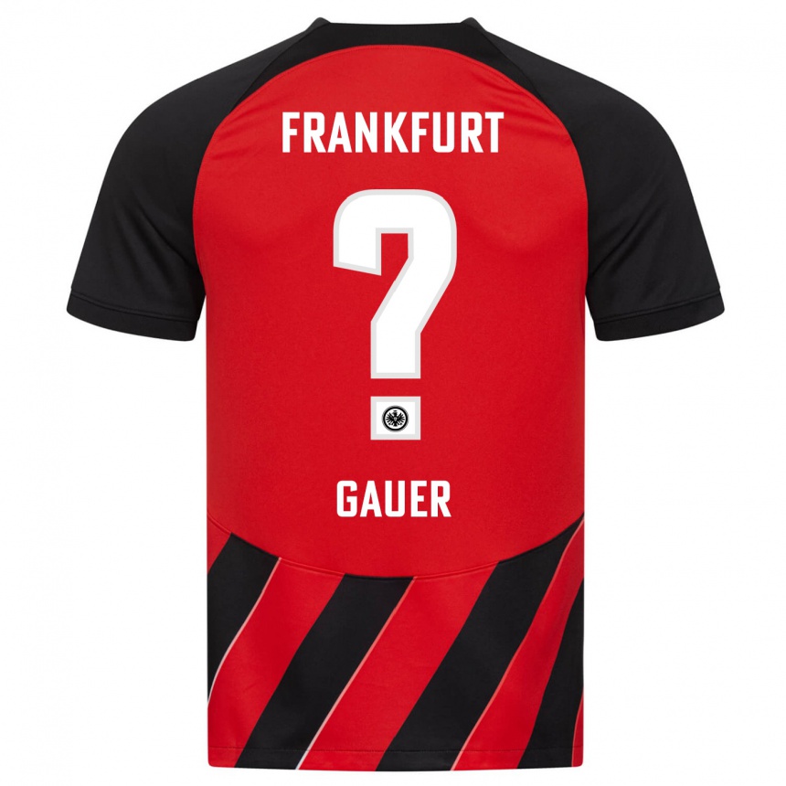 Kids Football Luke Gauer #0 Red Black Home Jersey 2023/24 T-Shirt Canada