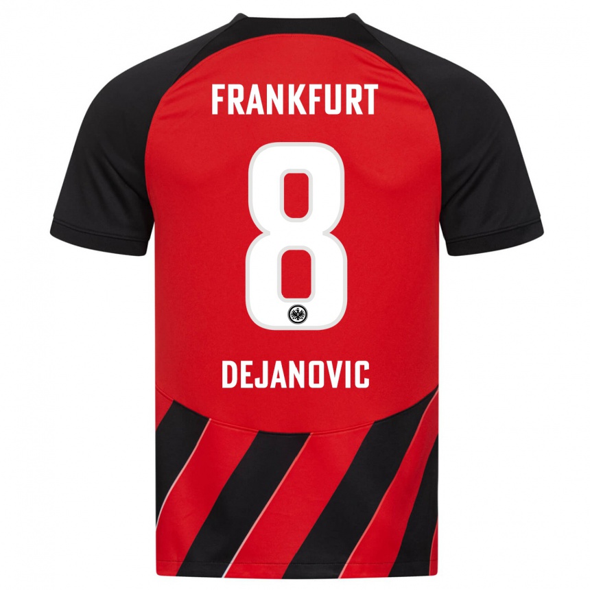 Kids Football Daniel Dejanovic #8 Red Black Home Jersey 2023/24 T-Shirt Canada